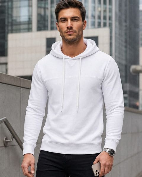 Panská krémová mikina v trendovom prevedení