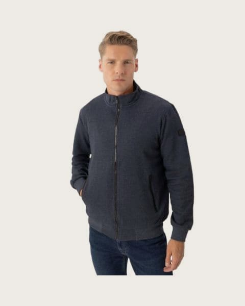 Pánska mikina so zipsom VOLCANO B-SWED-600M-NAVY MEL