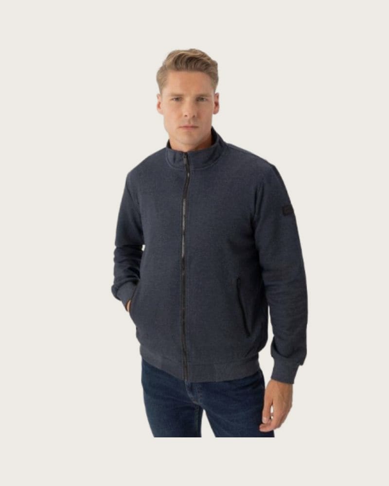 Pánska mikina so zipsom VOLCANO B-SWED-600M-NAVY MEL