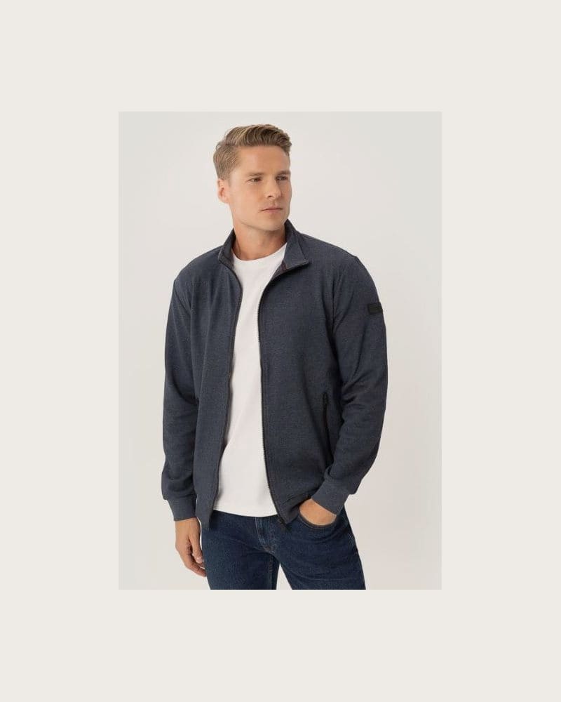 Pánska mikina so zipsom VOLCANO B-SWED-600M-NAVY MEL – fotka 2