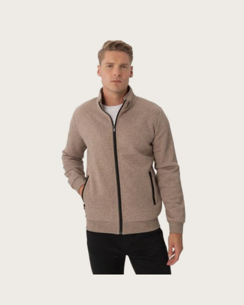 Pánska mikina so zipsom VOLCANO B-LIPSO-102M-BEIGE MEL
