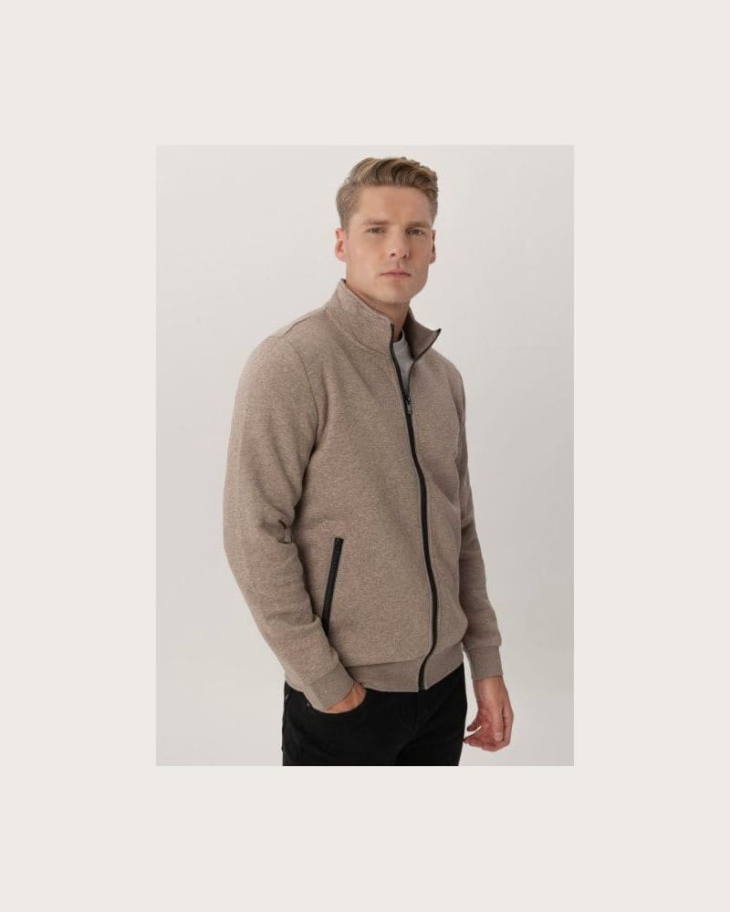 Pánska mikina so zipsom VOLCANO B-LIPSO-102M-BEIGE MEL – fotka 3