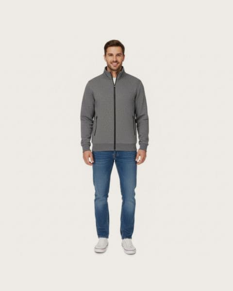 Pánska mikina so zipsom VOLCANO B-LIPSO-702M-GREY MEL