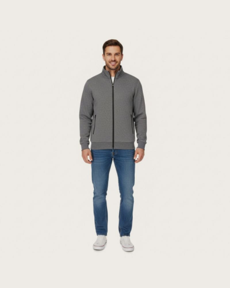 Pánska mikina so zipsom VOLCANO B-LIPSO-702M-GREY MEL