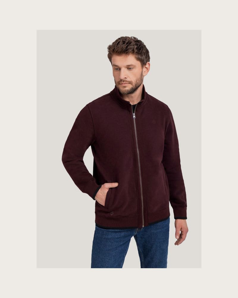 Pánska mikina so zipsom VOLCANO B-LED-403-BURGUNDY – fotka 2