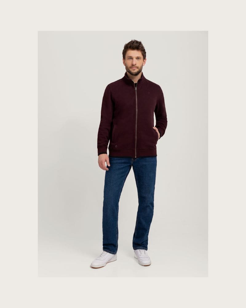 Pánska mikina so zipsom VOLCANO B-LED-403-BURGUNDY – fotka 4