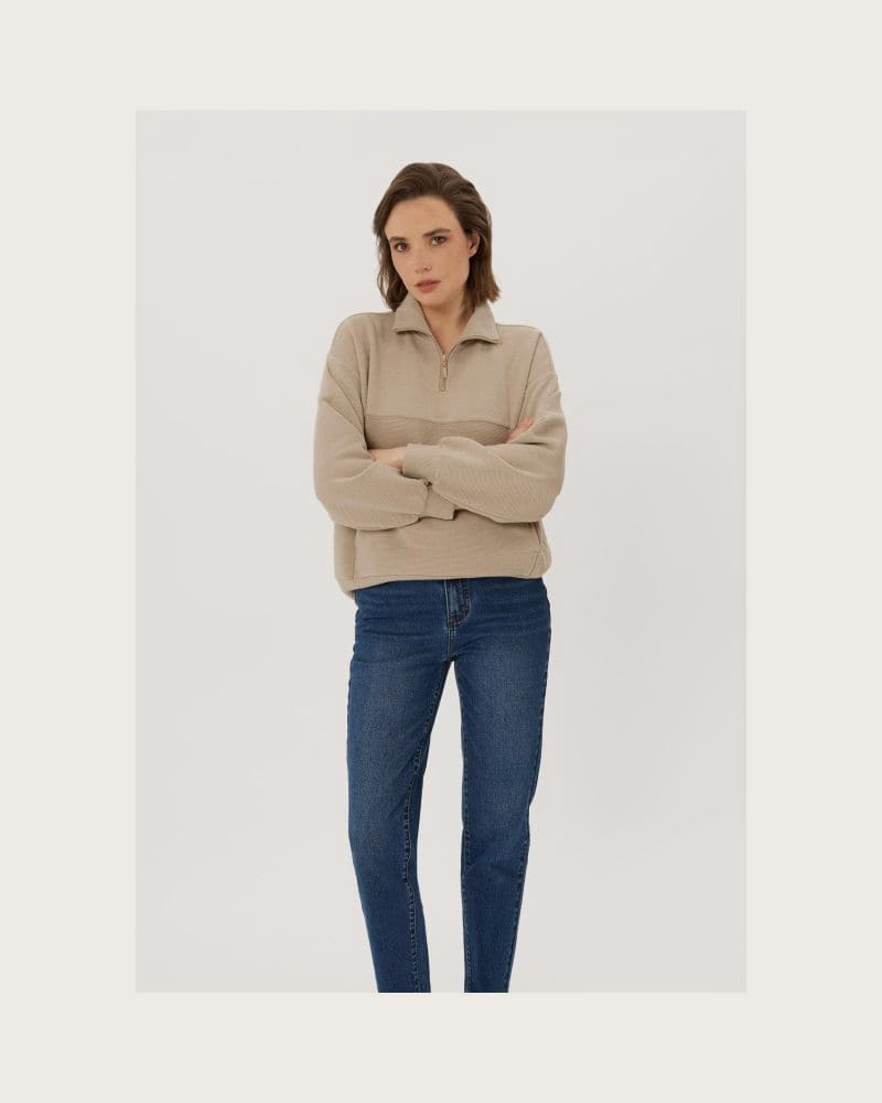 Dámska mikina VOLCANO B-MOXI-102-BEIGE – fotka 4