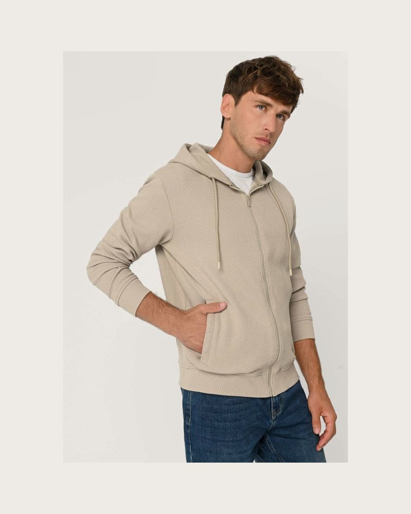 Pánska mikina so zipsom VOLCANO B-LERMO-102-BEIGE – fotka 2