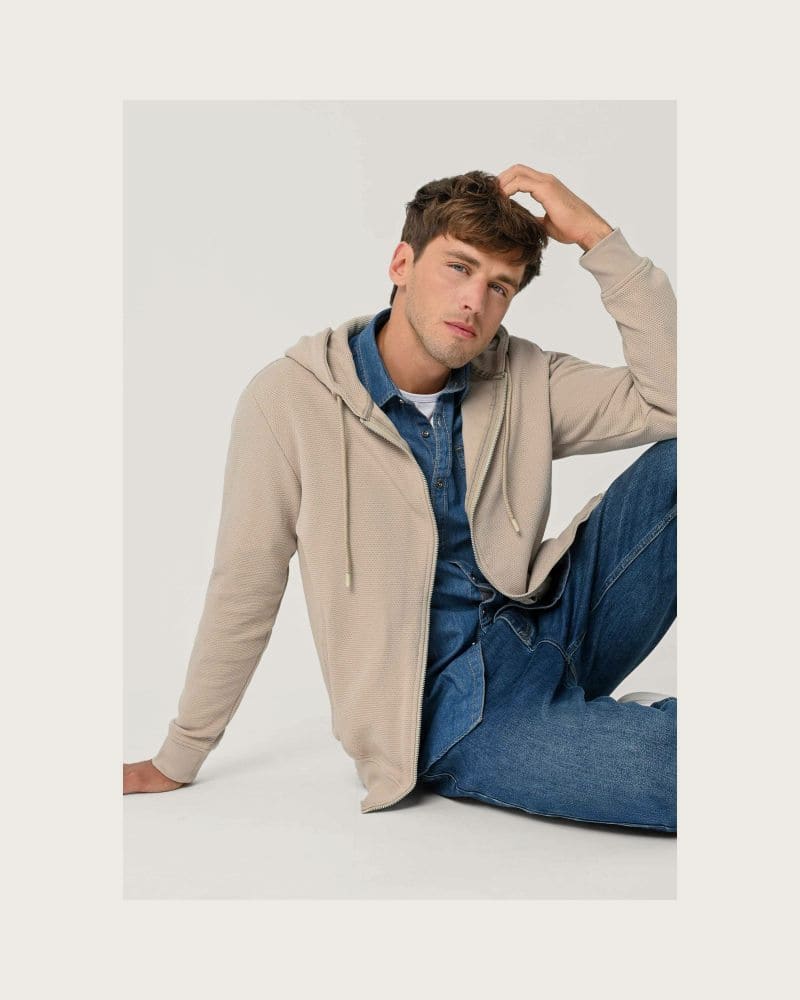 Pánska mikina so zipsom VOLCANO B-LERMO-102-BEIGE – fotka 3