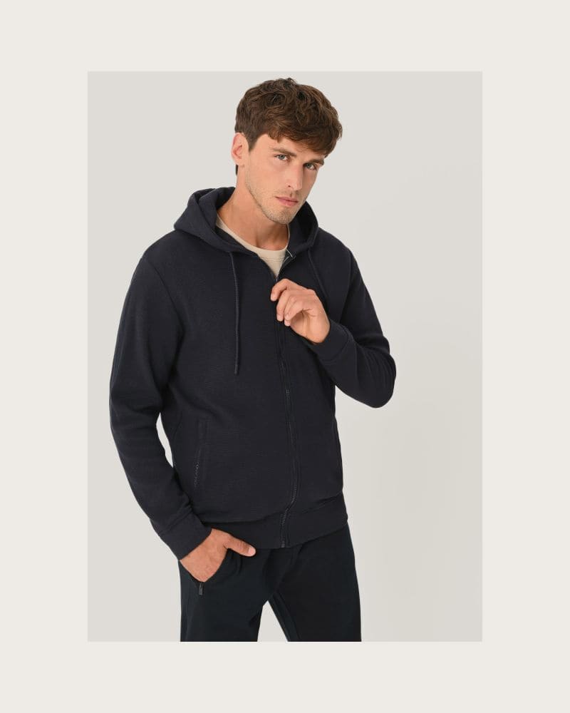 Pánska mikina so zipsom VOLCANO B-LERMO-600-NAVY – fotka 2