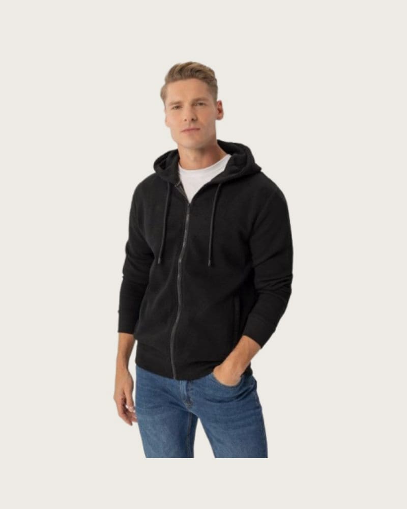 Pánska mikina so zipsom VOLCANO B-LERMO-700-BLACK
