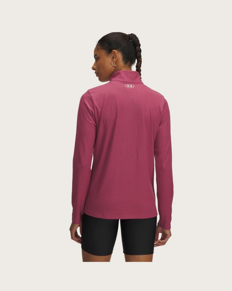 Dámska tréningová mikina s 1 2 zipsom UNDER ARMOUR Tech Rib 1 2 Zip-RED – fotka 2
