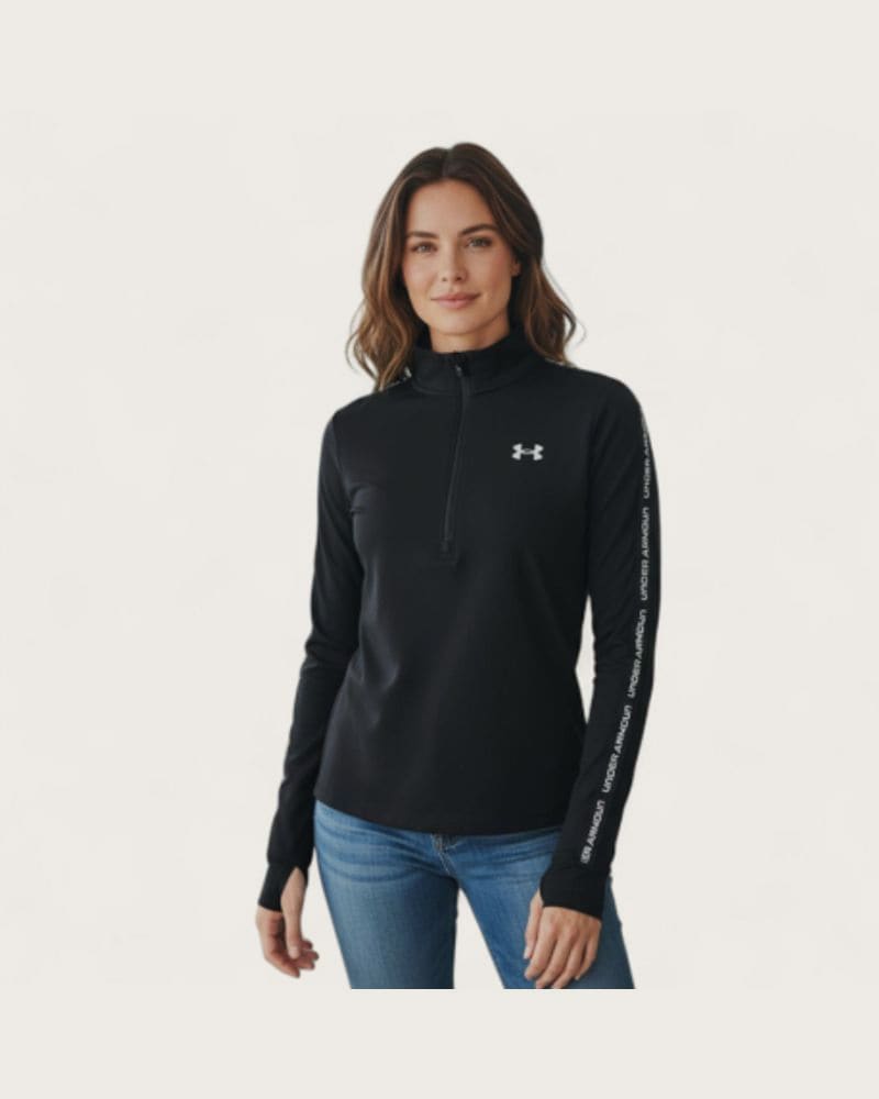 Dámska tréningová mikina s 1 2 zipsom UNDER ARMOUR UA Tech WM Tape Half Zip-BLK