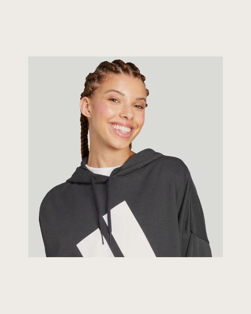 Dámska mikina s kapucňou ADIDAS W BL FT HD BLACK WHITE – fotka 2