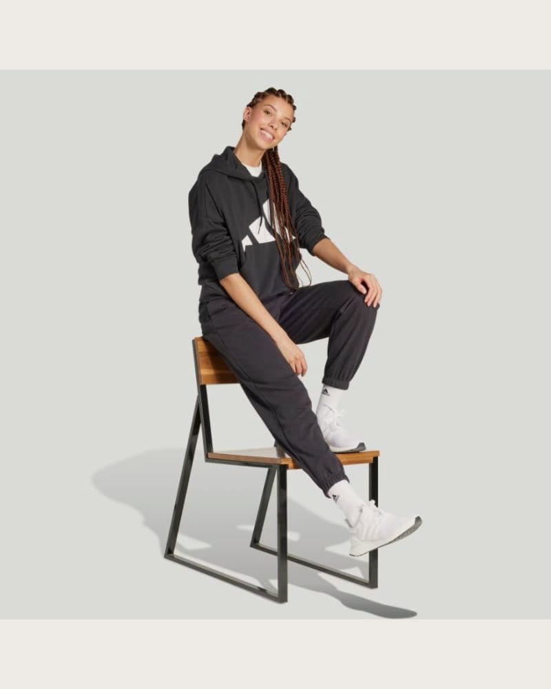 Dámska mikina s kapucňou ADIDAS W BL FT HD BLACK WHITE – fotka 4