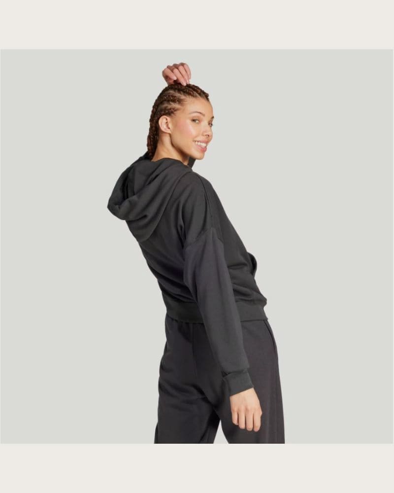 Dámska mikina s kapucňou ADIDAS W BL FT HD BLACK WHITE – fotka 5