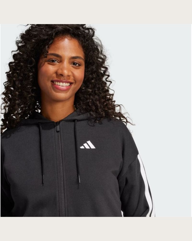 Dámska mikina so zipsom ADIDAS W 3S FT FZ HD BLACK WHITE – fotka 3