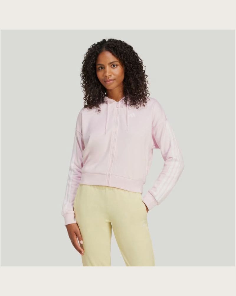 Dámska mikina so zipsom ADIDAS W 3S FT FZ HD CLPINK WHITE – fotka 2