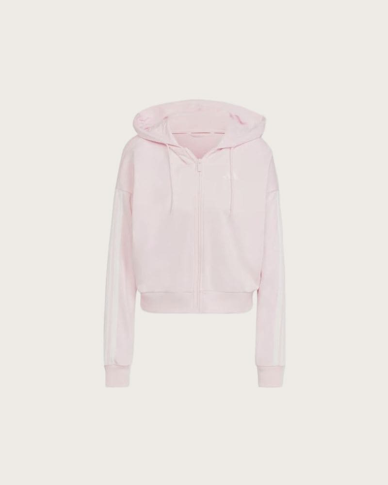 Dámska mikina so zipsom ADIDAS W 3S FT FZ HD CLPINK WHITE – fotka 6