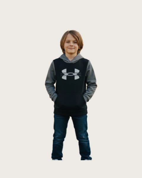 Chlapčenská zateplená mikina s kapucňou UNDER ARMOUR UA Rival Flc Cblck Grphc HD