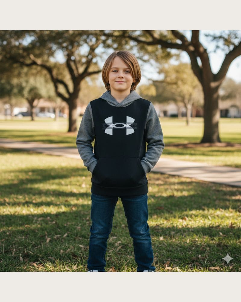 Chlapčenská zateplená mikina s kapucňou UNDER ARMOUR UA Rival Flc Cblck Grphc HD – fotka 4