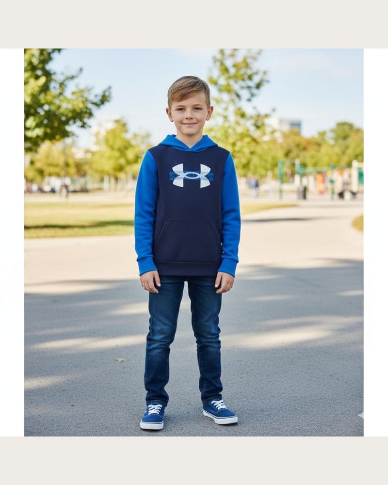Chlapčenská zateplená mikina s kapucňou UNDER ARMOUR UA Rival Flc Cblck Grphc HD – fotka 4