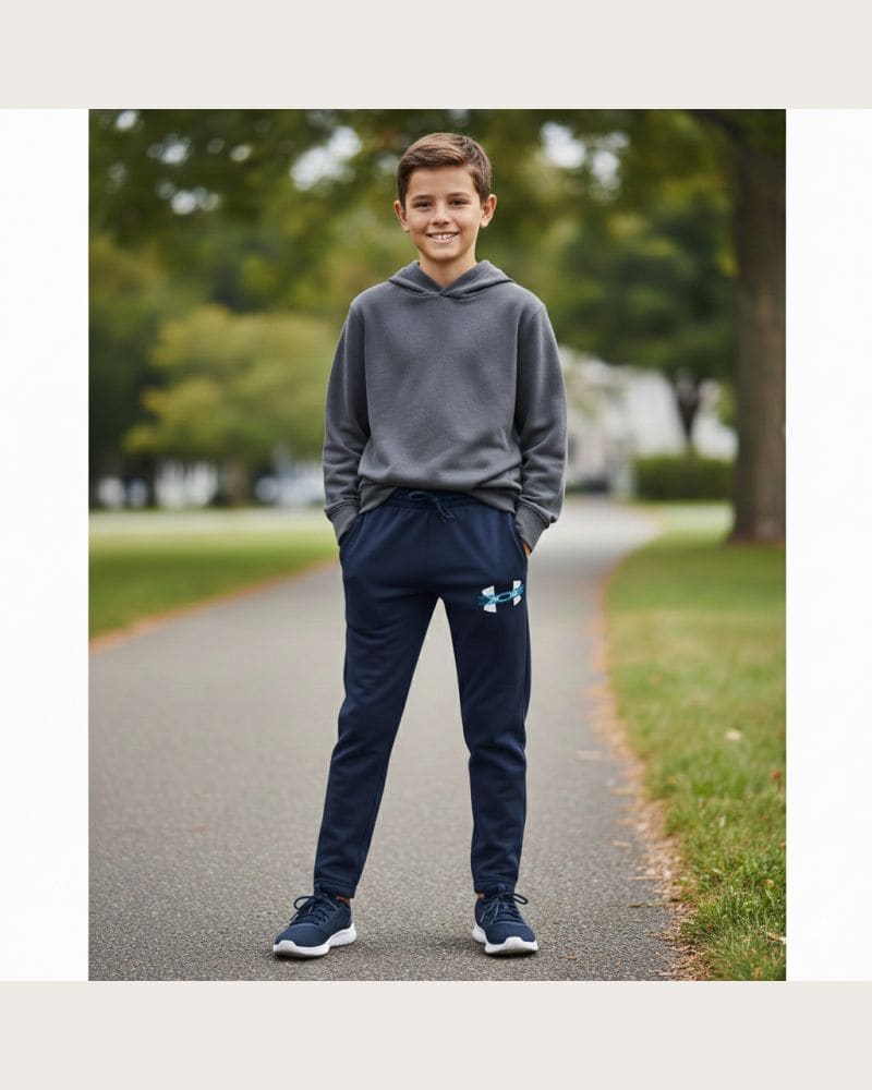 Chlapčenské zateplené tepláky UNDER ARMOUR UA Rival Flc Cblck Grphc Jgr – fotka 5
