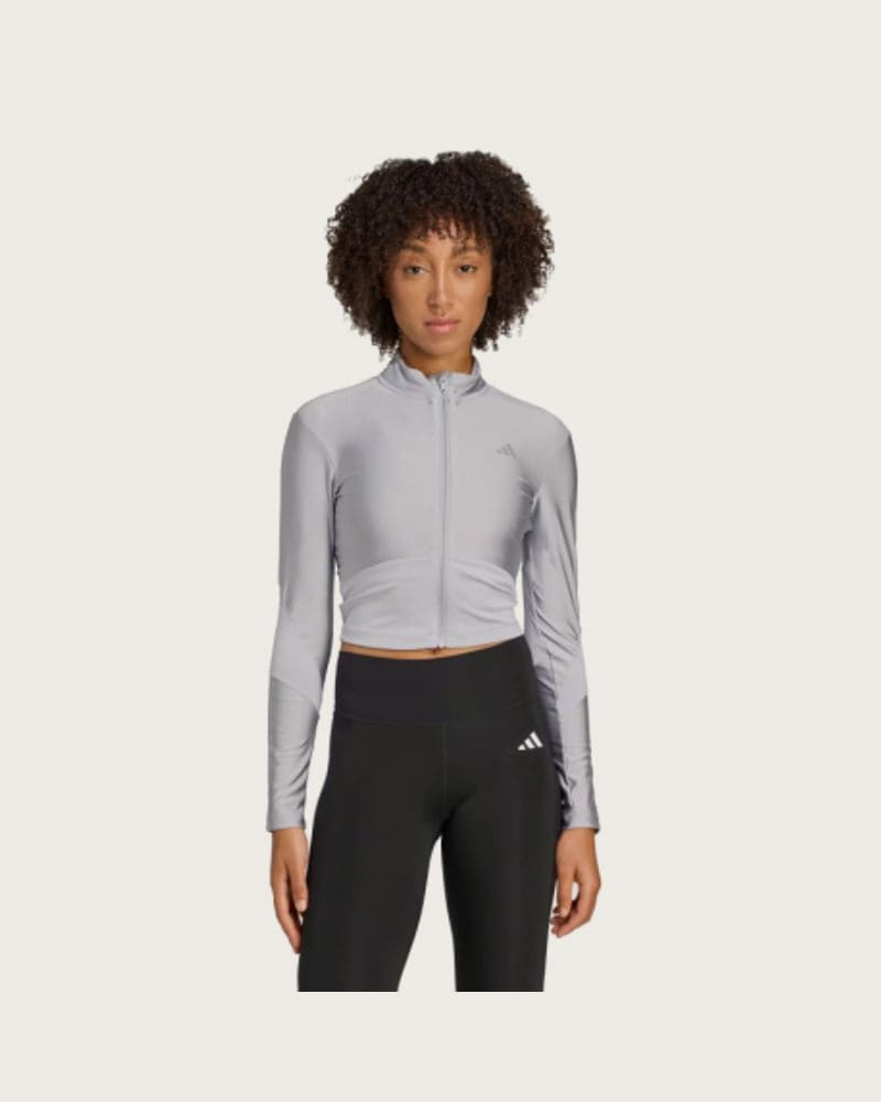 Dámska tréningová mikina so zipsom ADIDAS HYG SHN TRACK J HALSIL GREY
