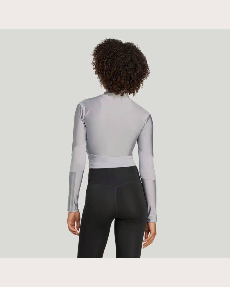 Dámska tréningová mikina so zipsom ADIDAS HYG SHN TRACK J HALSIL GREY – fotka 3