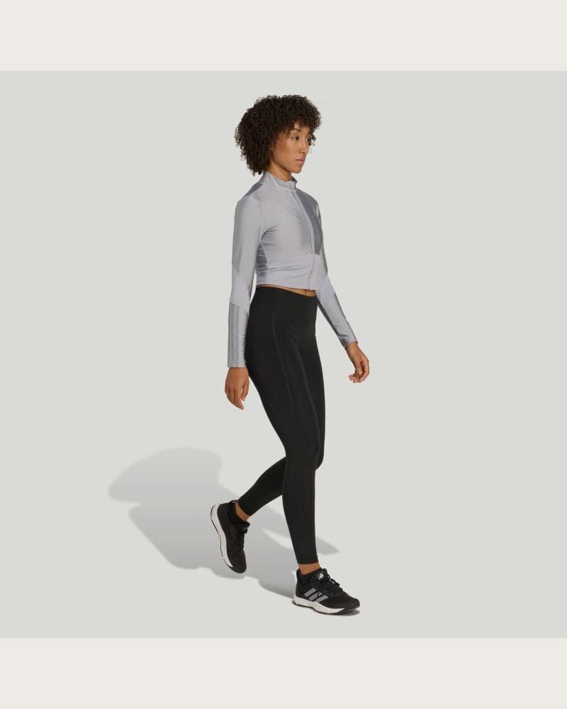 Dámska tréningová mikina so zipsom ADIDAS HYG SHN TRACK J HALSIL GREY – fotka 4