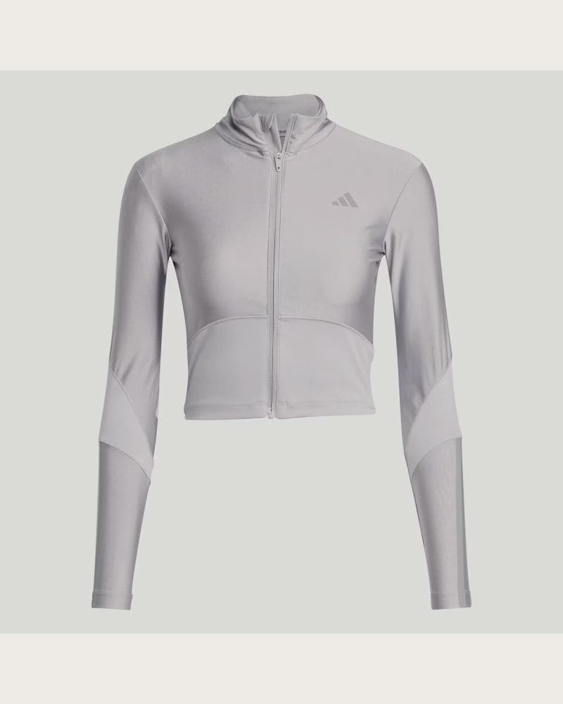 Dámska tréningová mikina so zipsom ADIDAS HYG SHN TRACK J HALSIL GREY – fotka 8