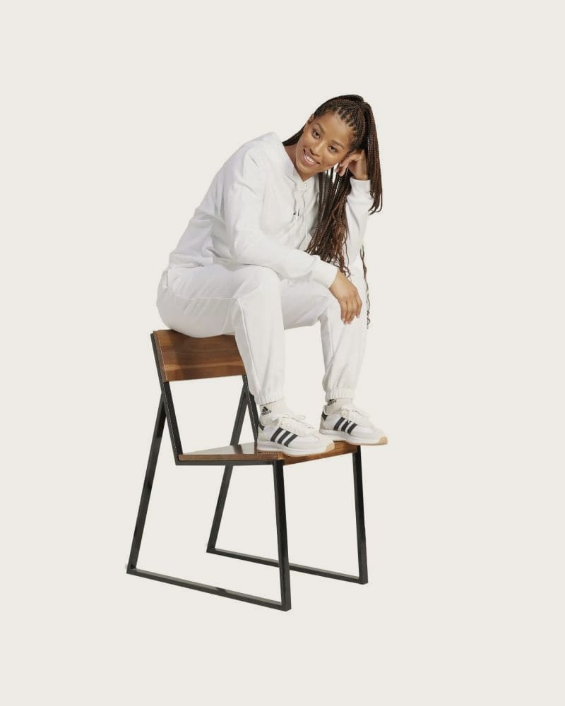 Dámska mikina s kapucňou ADIDAS W SL FT HD WHITE BLACK – fotka 3