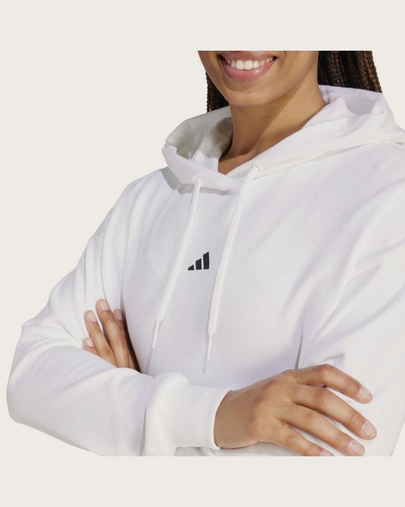 Dámska mikina s kapucňou ADIDAS W SL FT HD WHITE BLACK – fotka 4