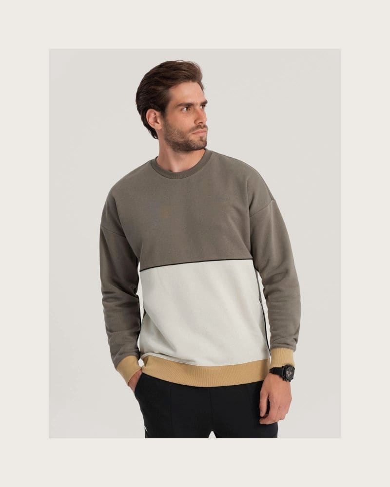 Pánska mikina OMBRE Sweatshirt B1673 V-7 dark brown – fotka 2