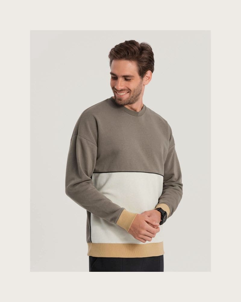 Pánska mikina OMBRE Sweatshirt B1673 V-7 dark brown – fotka 3