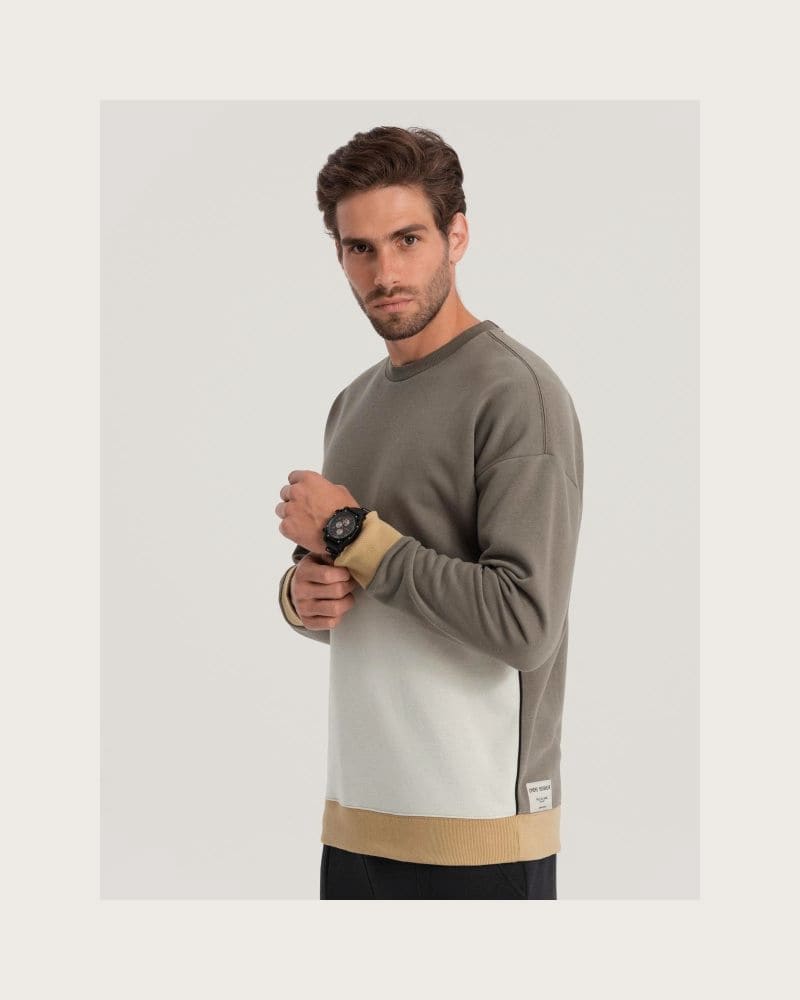 Pánska mikina OMBRE Sweatshirt B1673 V-7 dark brown – fotka 4