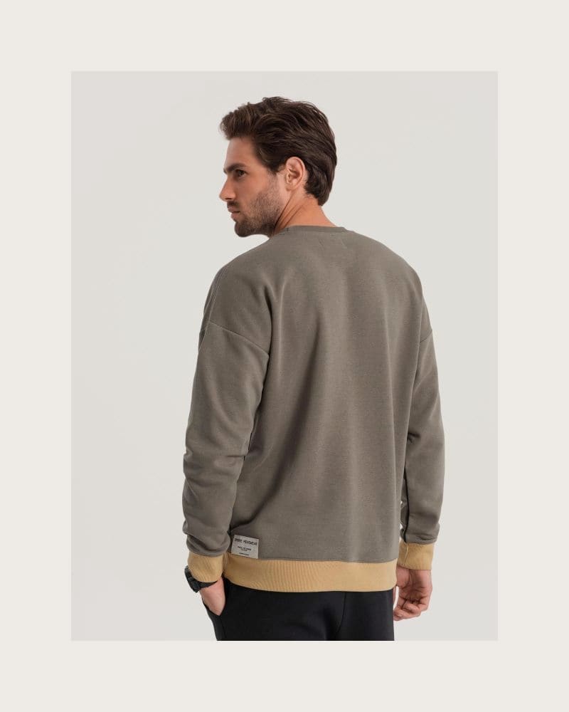 Pánska mikina OMBRE Sweatshirt B1673 V-7 dark brown – fotka 5