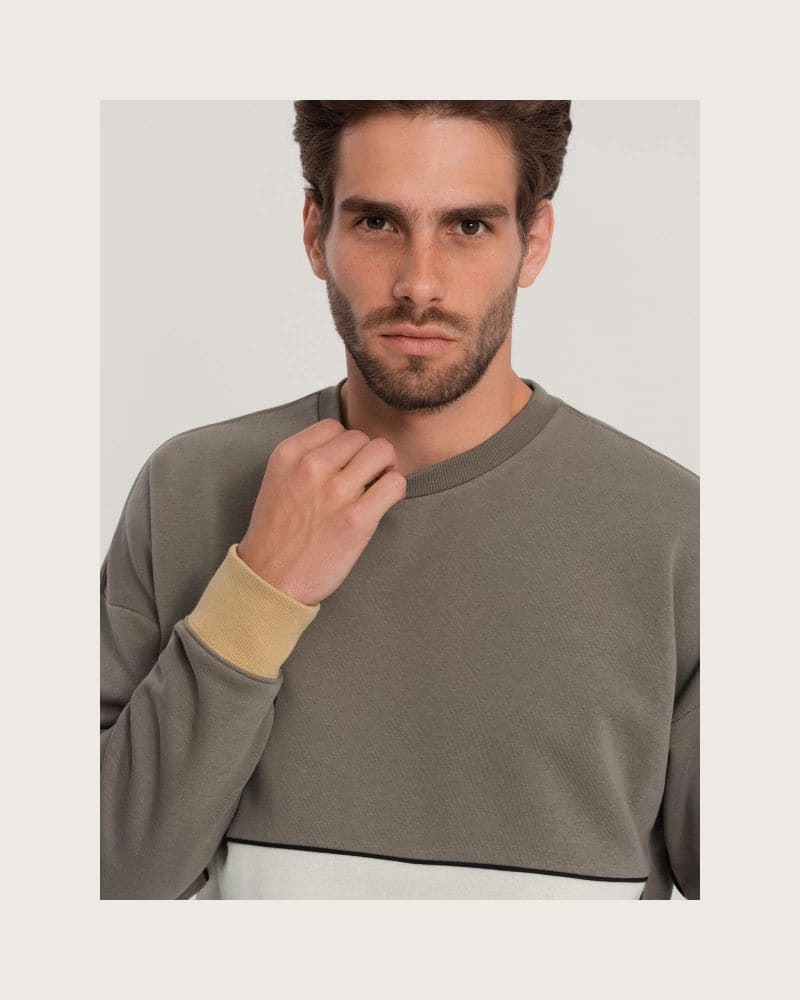 Pánska mikina OMBRE Sweatshirt B1673 V-7 dark brown – fotka 7