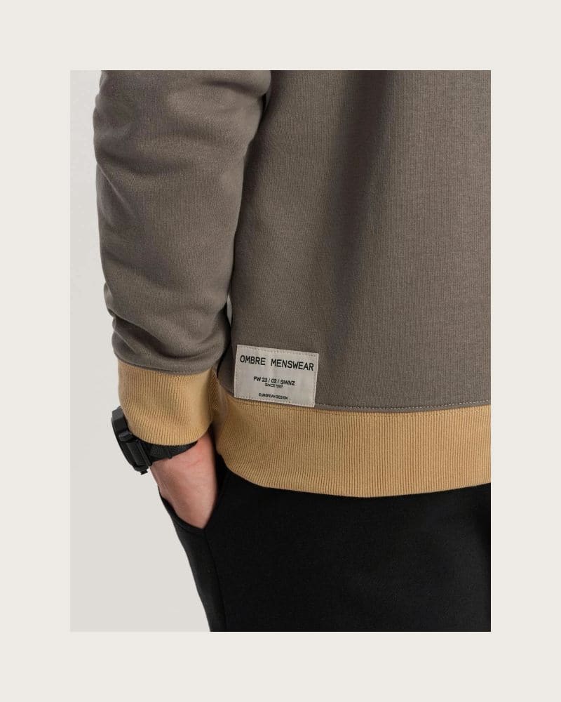 Pánska mikina OMBRE Sweatshirt B1673 V-7 dark brown – fotka 8