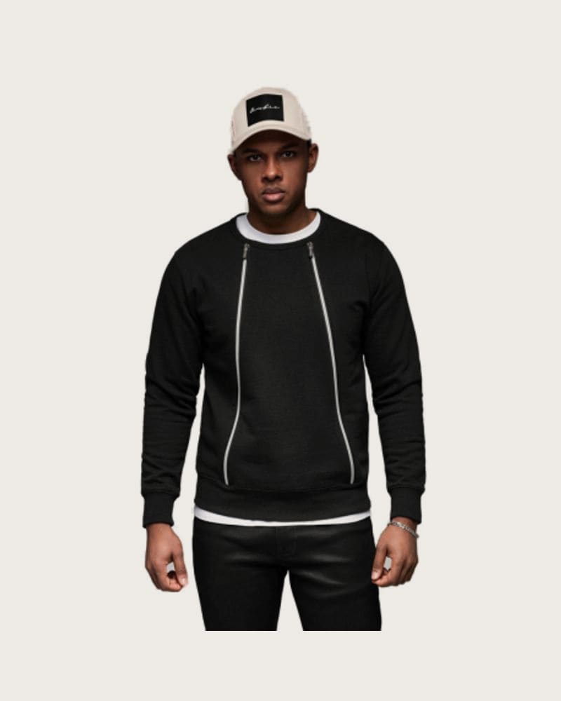 Pánska mikina OMBRE Sweatshirt OM-SSNZ-0187 V-1 black
