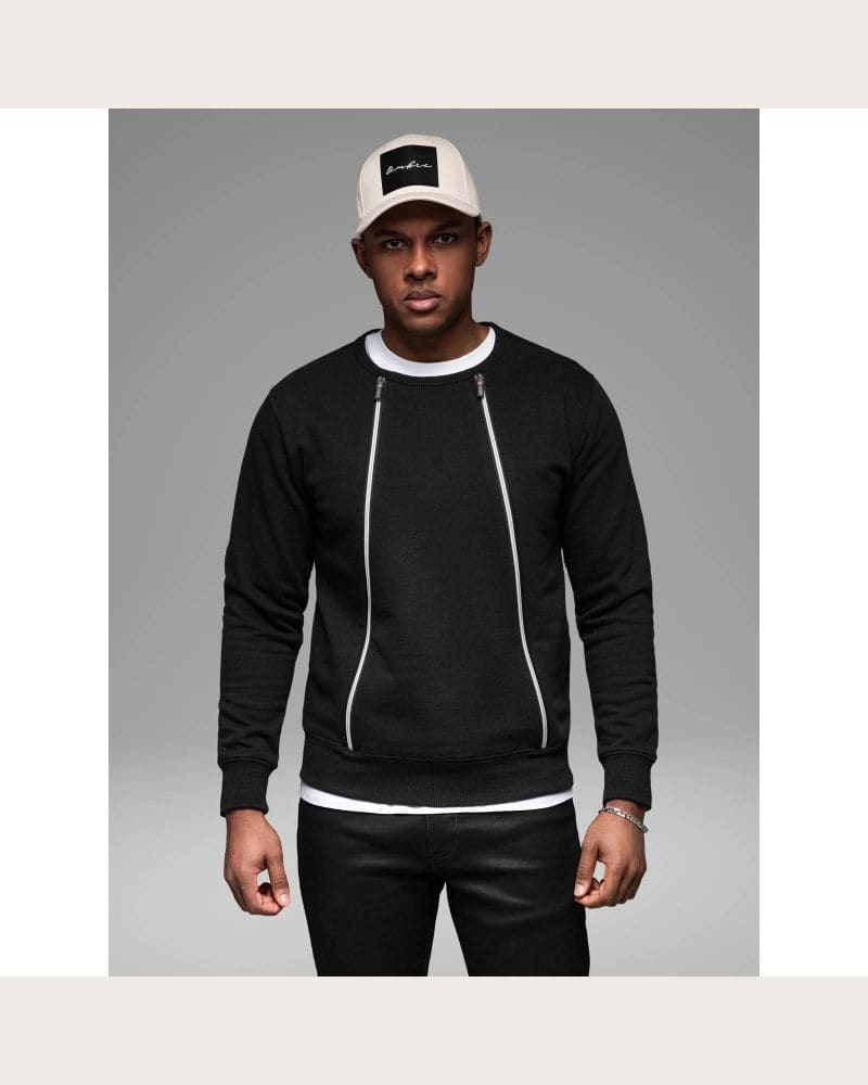 Pánska mikina OMBRE Sweatshirt OM-SSNZ-0187 V-1 black – fotka 2