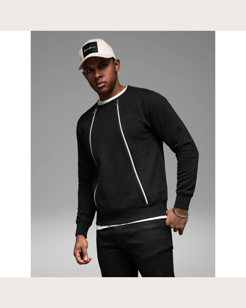 Pánska mikina OMBRE Sweatshirt OM-SSNZ-0187 V-1 black – fotka 3