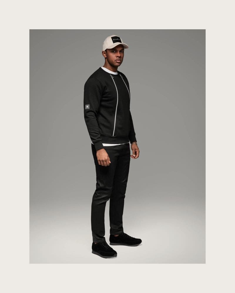 Pánska mikina OMBRE Sweatshirt OM-SSNZ-0187 V-1 black – fotka 5