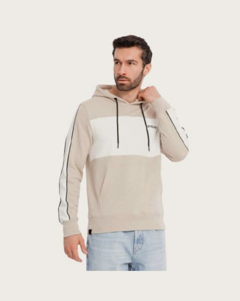 Pánska mikina s kapucňou OMBRE Sweatshirt OM-SSNZ-0225 V-2 beige