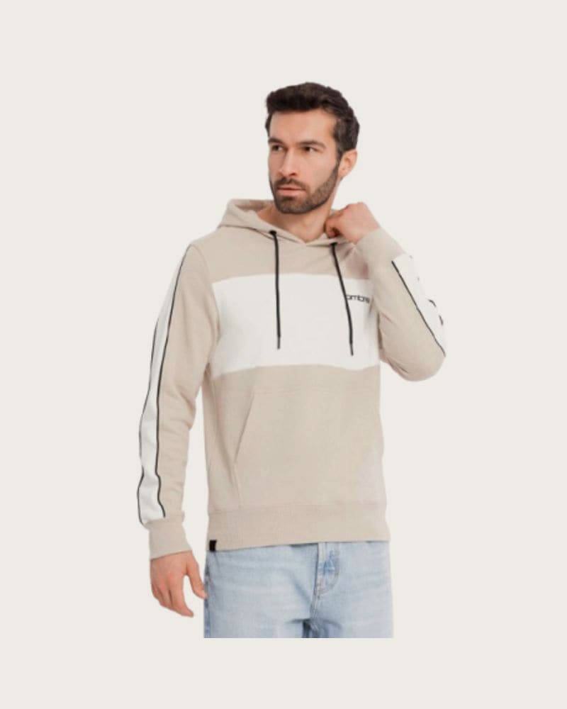 Pánska mikina s kapucňou OMBRE Sweatshirt OM-SSNZ-0225 V-2 beige
