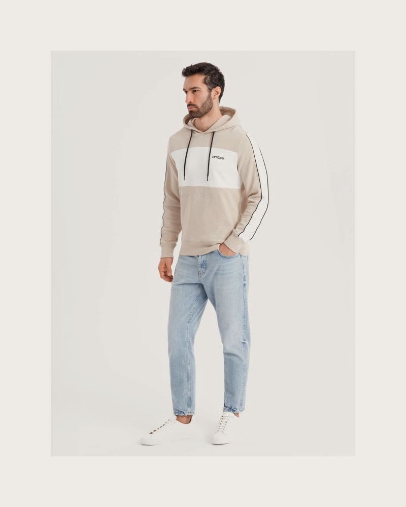 Pánska mikina s kapucňou OMBRE Sweatshirt OM-SSNZ-0225 V-2 beige – fotka 6