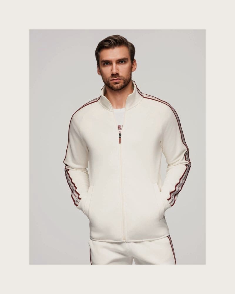Pánska mikina so zipsom OMBRE Sweatshirt OM-SSZP-0224 V-2 white – fotka 2