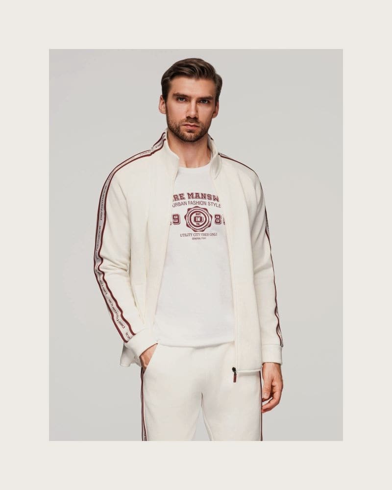 Pánska mikina so zipsom OMBRE Sweatshirt OM-SSZP-0224 V-2 white – fotka 3