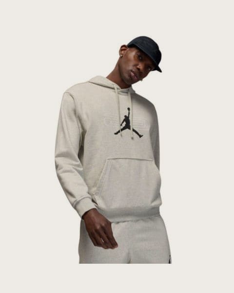 Pánska flisová mikina s kapucňou NIKE JORDAN SPRT CSVR GFX FLC PO 084 GREY HEATER