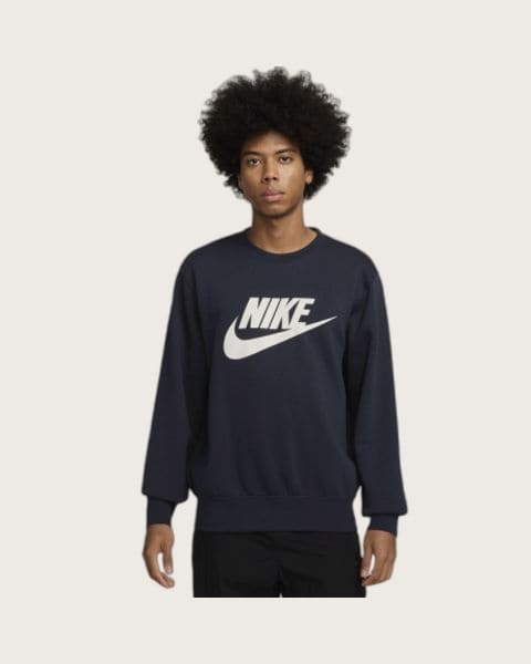 Pánska zateplená mikina NIKE M NK CLUB BB GFX CREW OBSIDIAN WHITE